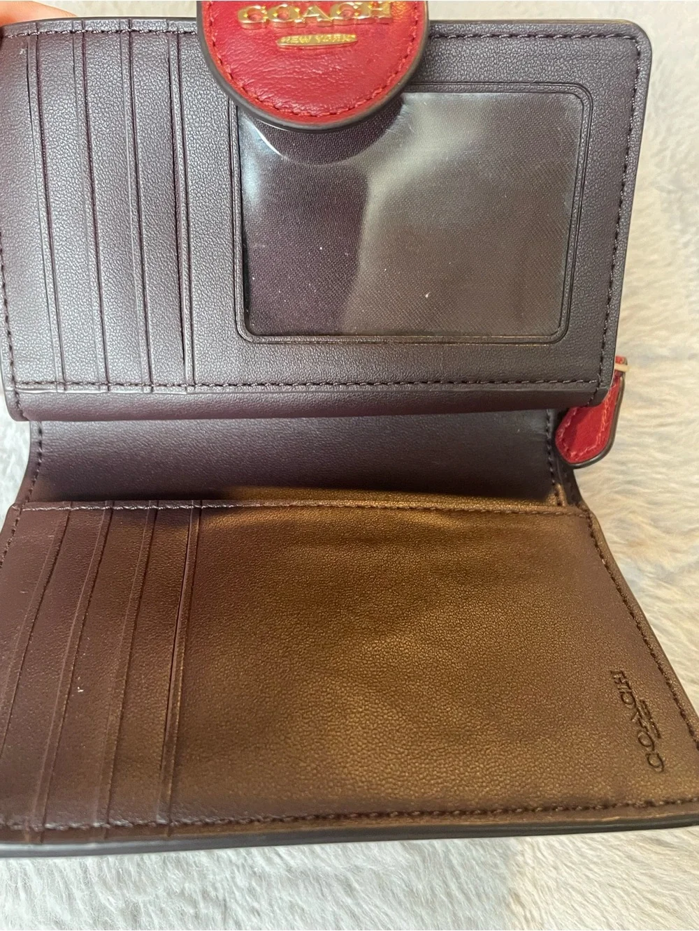 Coach Red Embossed Signature Leather Card Holder